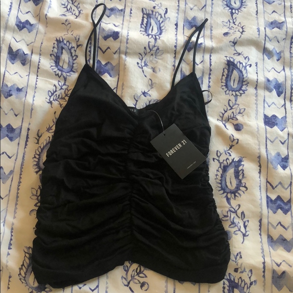 NWT Black ruched Tank Top